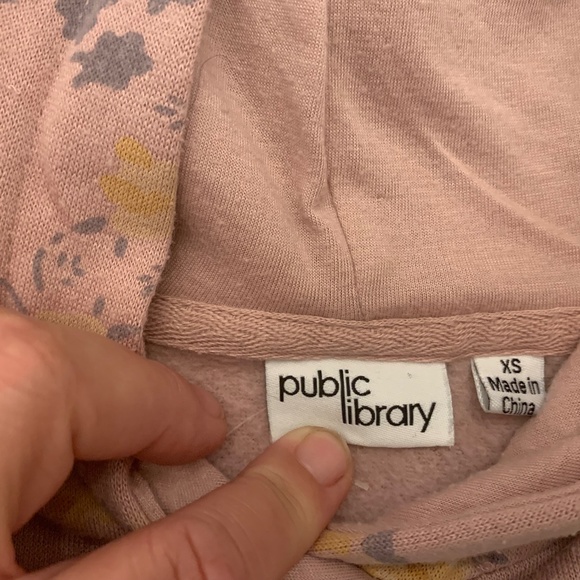 NASA Graphic Pink Floral Oversized Crop Hoodie Size XS Extra Small - Picture 6 of 6